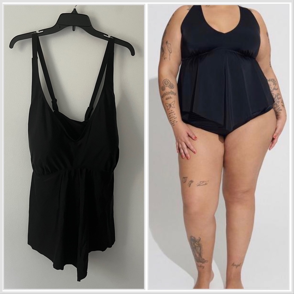 Torrid Wireless Black N Neck Tankini Bathing Suit Top 4